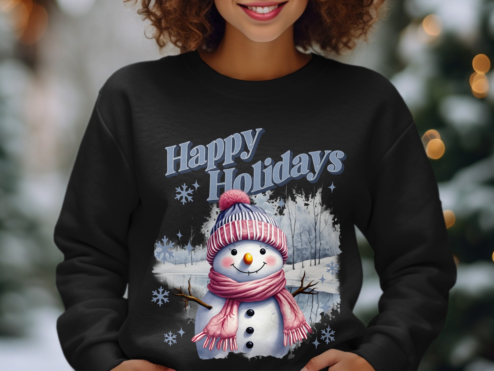 Happy Holidays Cute Snowman Graphic Sweatshirt product