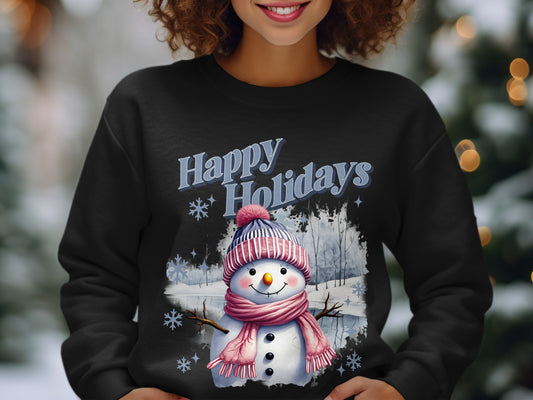 Happy Holidays Cute Snowman Graphic Sweatshirt product