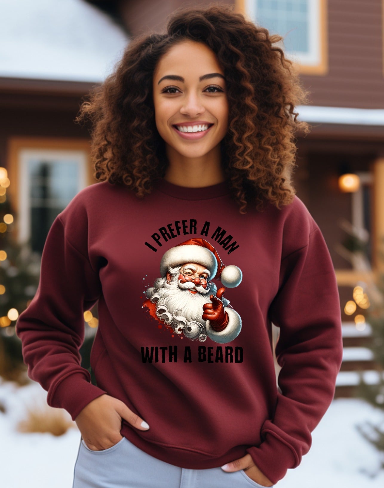 I Prefer A Man With A Beard Santa Sweatshirt product