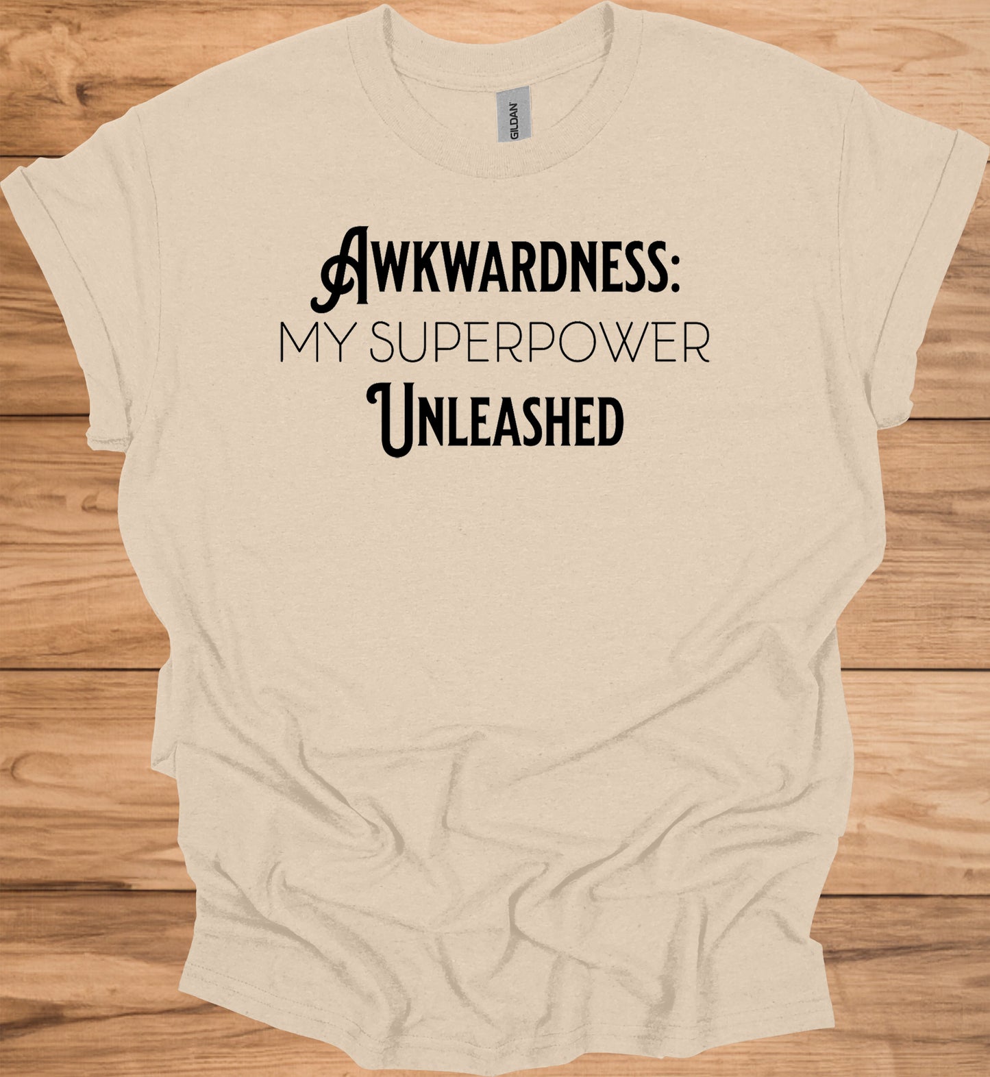 Awkwardness Unleashed: Empowering Typography, Motivational Graphic Design, Quirky Self-Acceptance Art - Graphic Tee Shirt