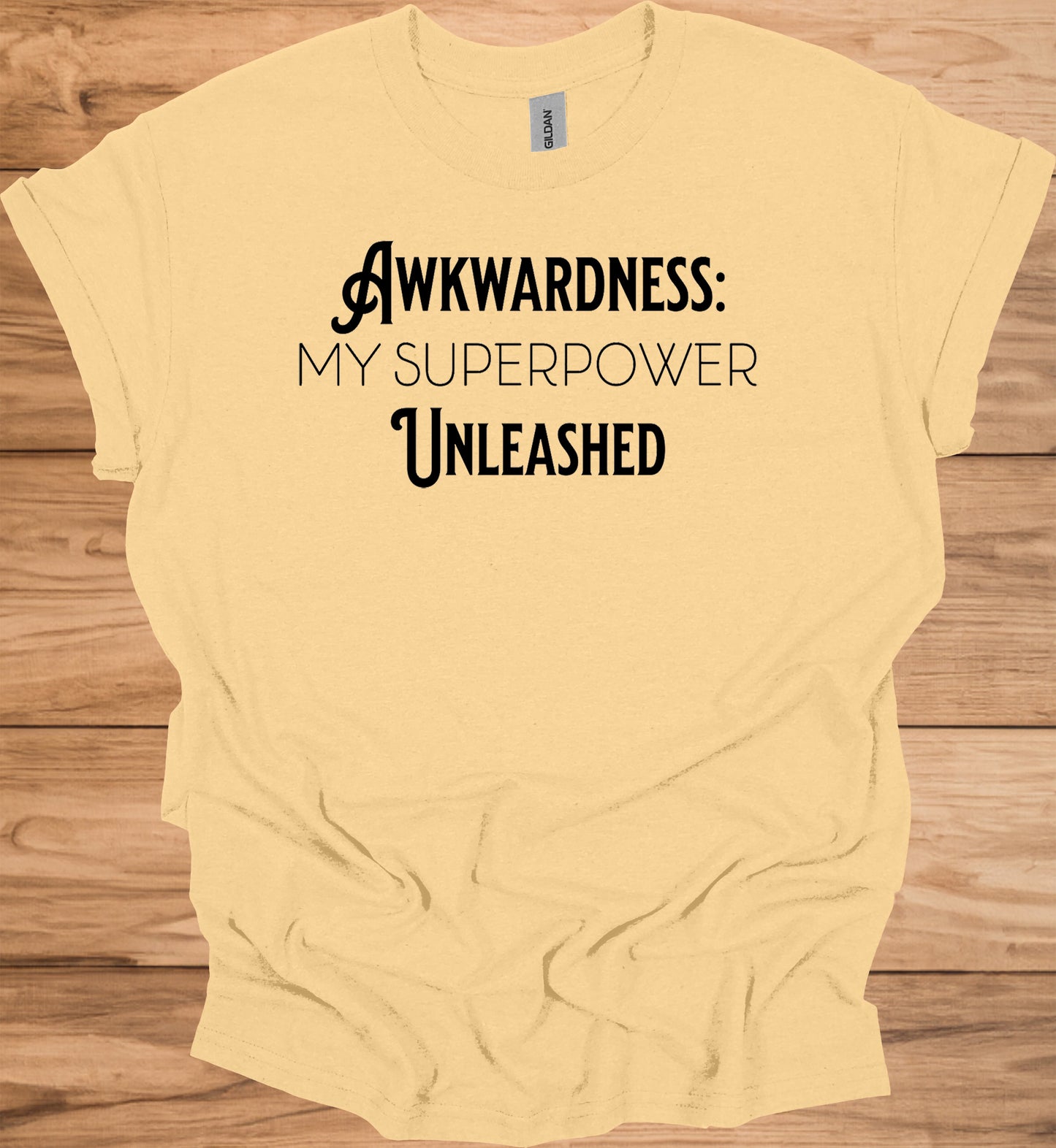 Awkwardness Unleashed: Empowering Typography, Motivational Graphic Design, Quirky Self-Acceptance Art - Graphic Tee Shirt