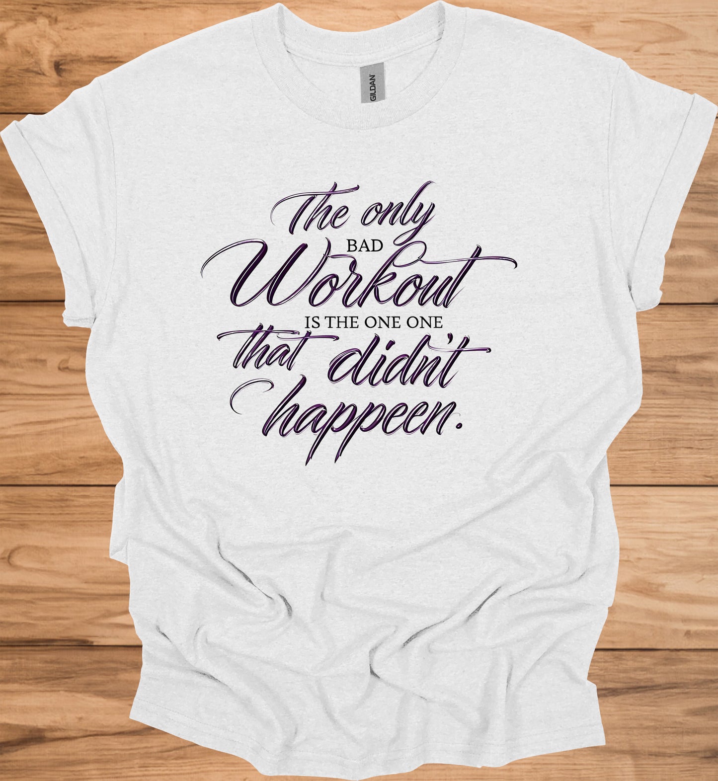 Fitness Motivation Quote: Inspiring Workout Typography, Purple 3D Text Design, Black Background Motivational Image - Graphic Tee Shirt