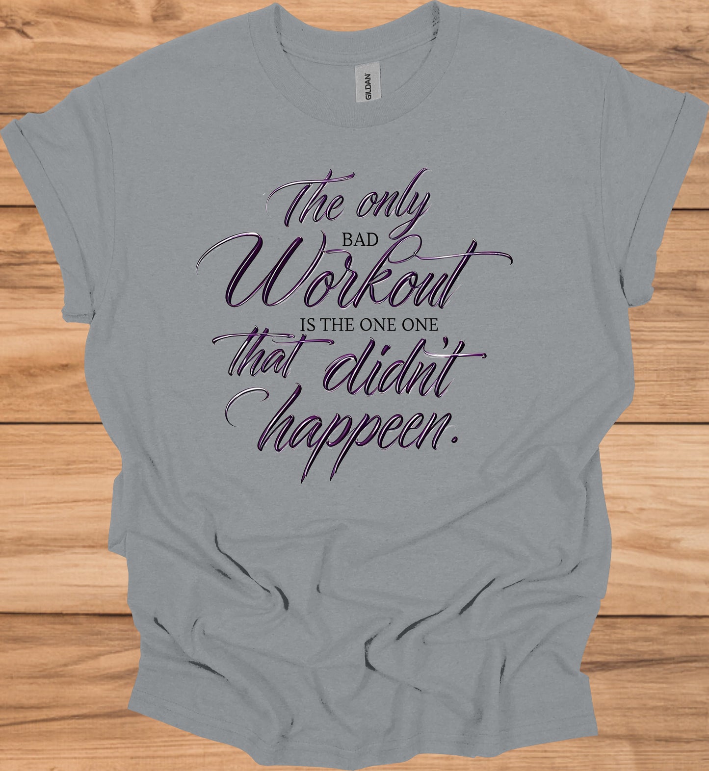 Fitness Motivation Quote: Inspiring Workout Typography, Purple 3D Text Design, Black Background Motivational Image - Graphic Tee Shirt