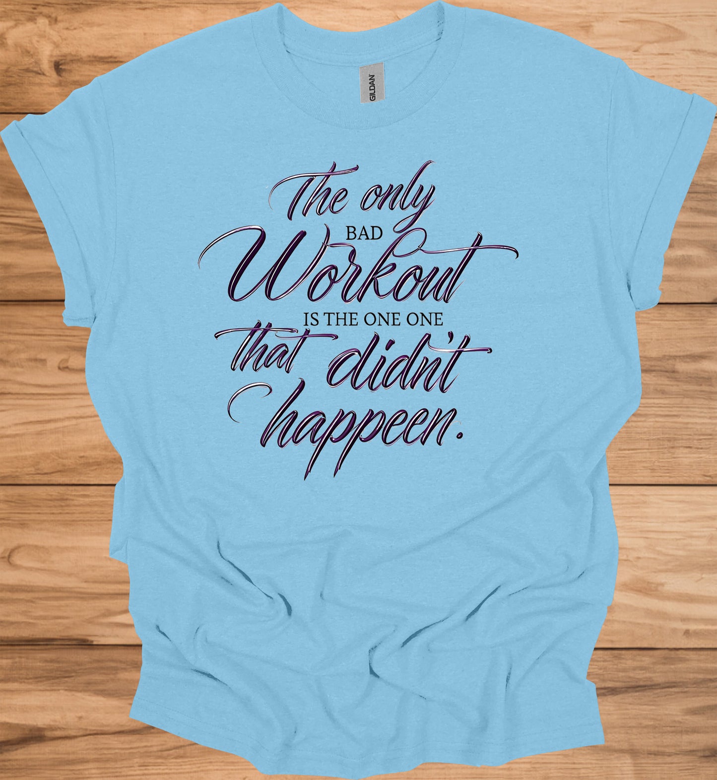 Fitness Motivation Quote: Inspiring Workout Typography, Purple 3D Text Design, Black Background Motivational Image - Graphic Tee Shirt