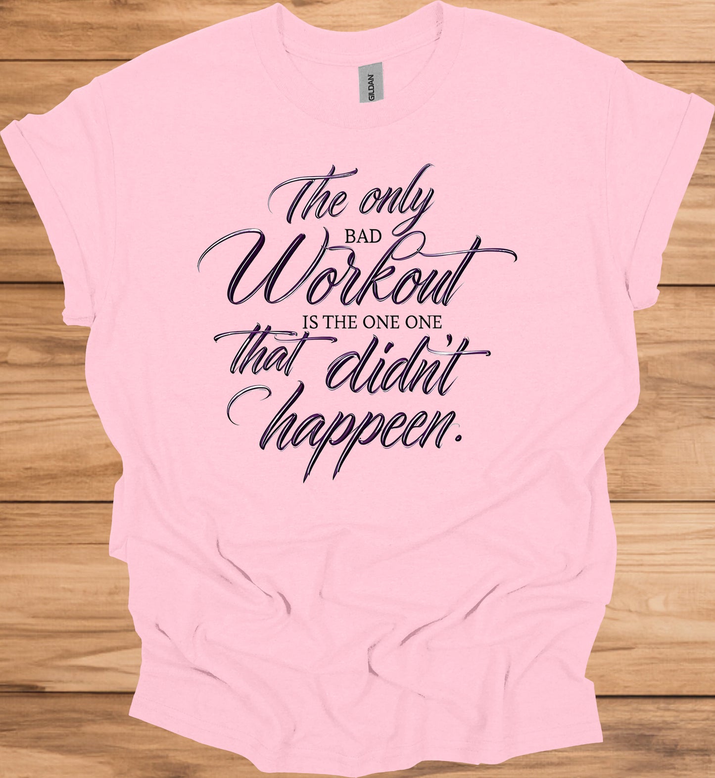 Fitness Motivation Quote: Inspiring Workout Typography, Purple 3D Text Design, Black Background Motivational Image - Graphic Tee Shirt