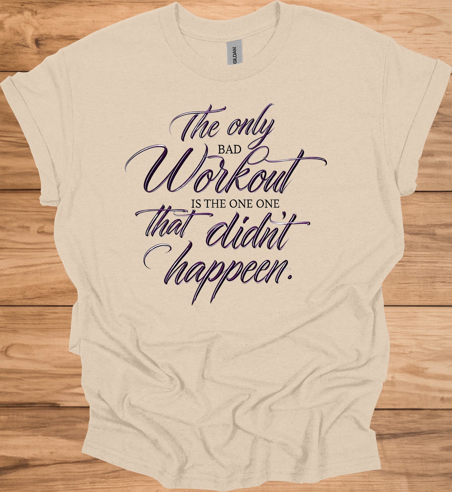 Fitness Motivation Quote: Inspiring Workout Typography, Purple 3D Text Design, Black Background Motivational Image - Graphic Tee Shirt