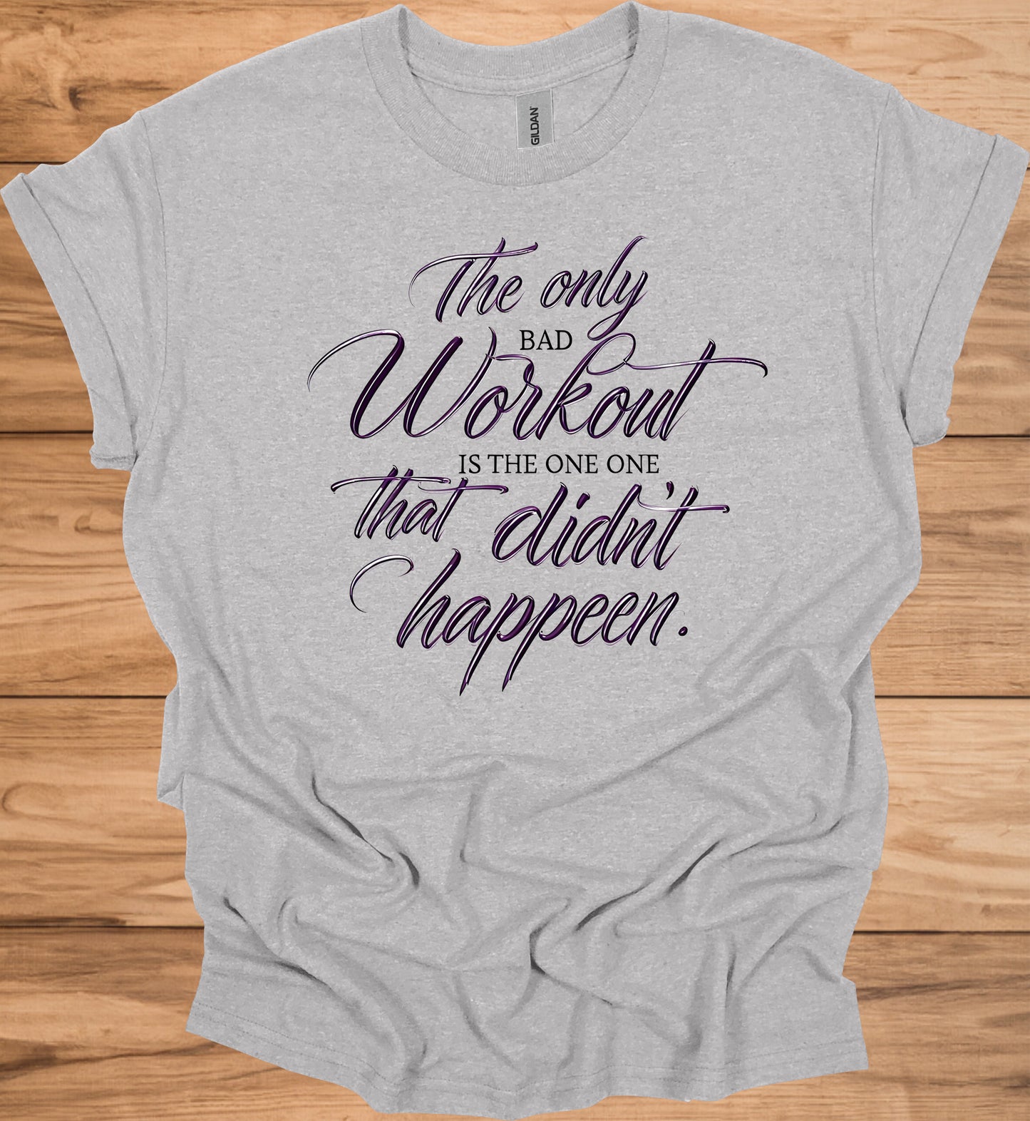 Fitness Motivation Quote: Inspiring Workout Typography, Purple 3D Text Design, Black Background Motivational Image - Graphic Tee Shirt