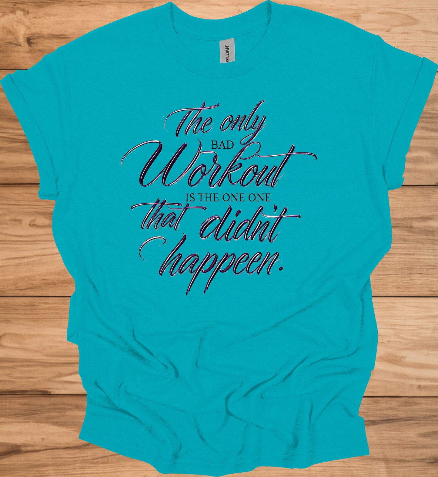 Fitness Motivation Quote: Inspiring Workout Typography, Purple 3D Text Design, Black Background Motivational Image - Graphic Tee Shirt