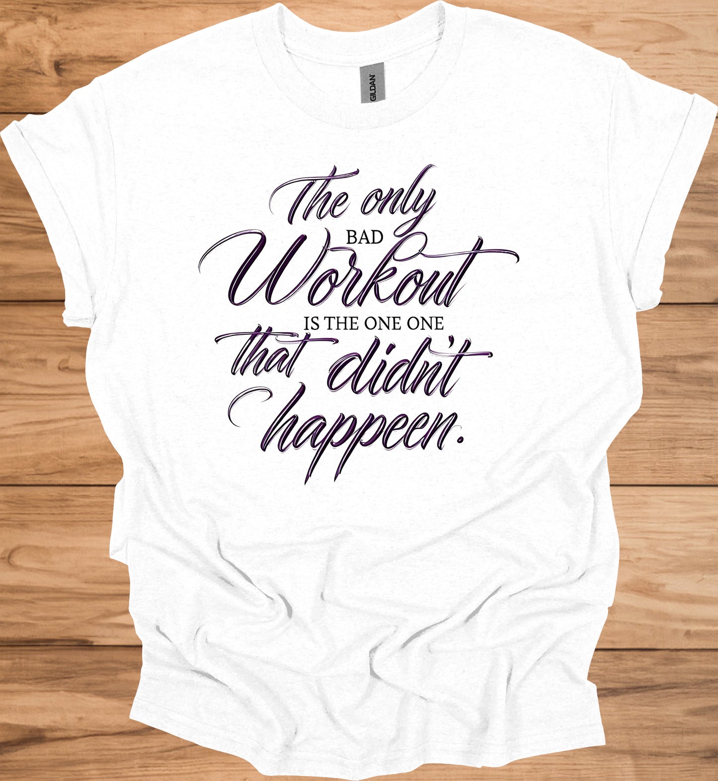 Fitness Motivation Quote: Inspiring Workout Typography, Purple 3D Text Design, Black Background Motivational Image - Graphic Tee Shirt