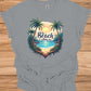 The Beach Is Calling: Beach Sunset Illustration, Heart-Shaped Palm Tree Frame, Wanderlust Inspiration Artwork - Graphic Tee Shirt