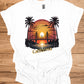 Golden State Sunset: California Bridge Silhouette, Vibrant Coastal Landscape, Retro Travel Poster Art - Graphic Tee Shirt