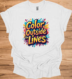Color Outside the Lines: Vibrant Graffiti Typography, Inspirational Street Art, Creative Expression Poster - Graphic Tee Shirt