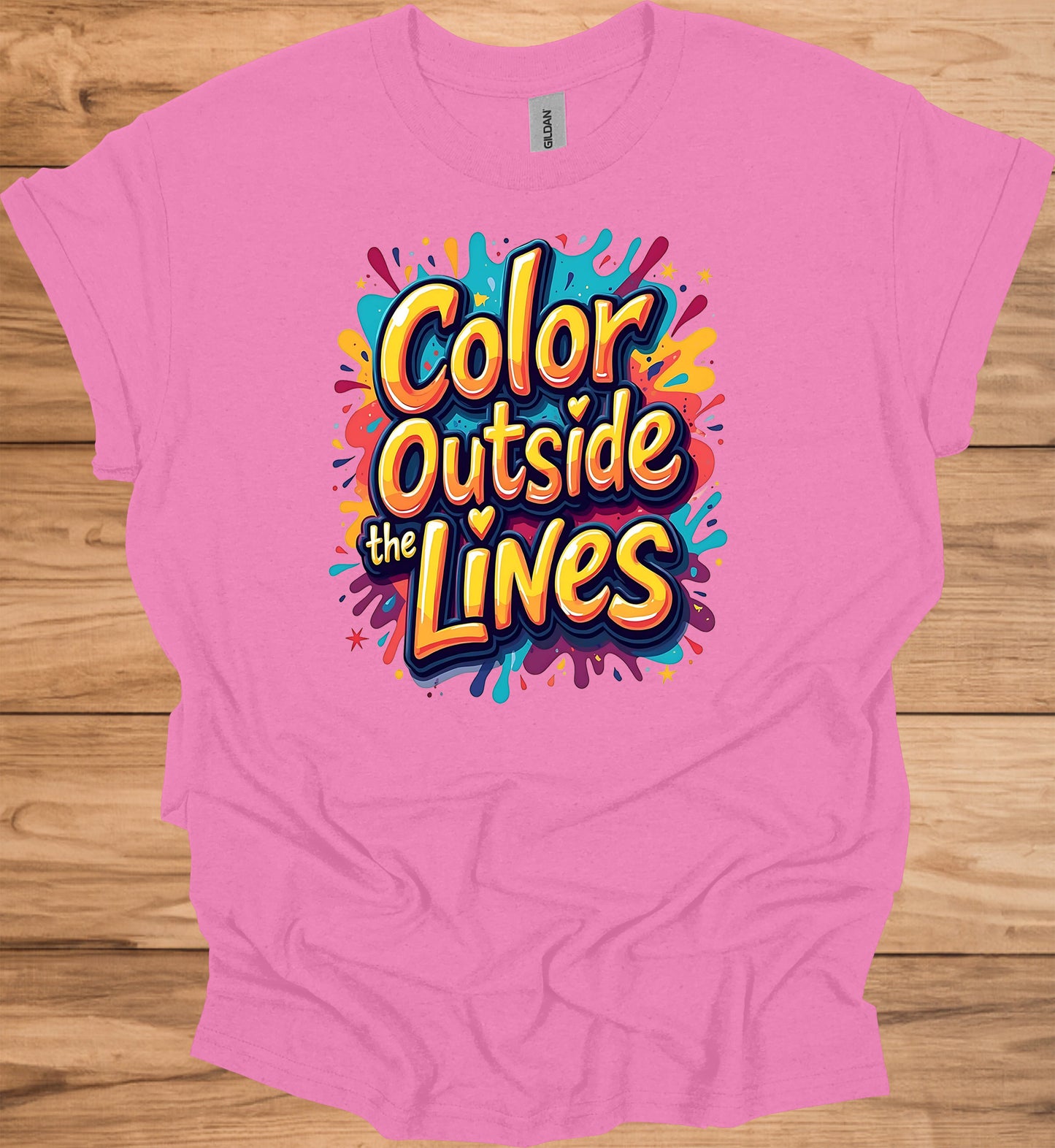 Color Outside the Lines: Vibrant Graffiti Typography, Inspirational Street Art, Creative Expression Poster - Graphic Tee Shirt