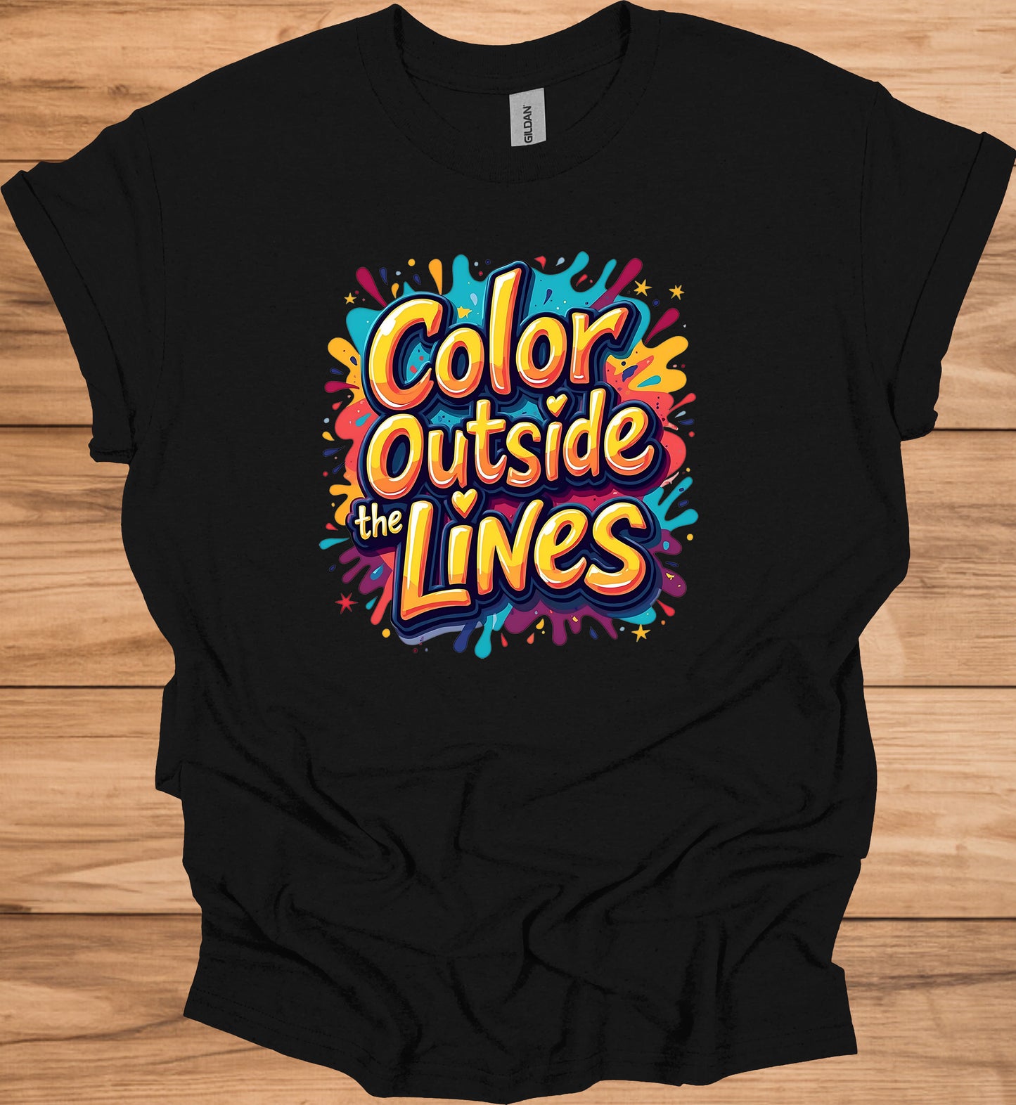 Color Outside the Lines: Vibrant Graffiti Typography, Inspirational Street Art, Creative Expression Poster - Graphic Tee Shirt