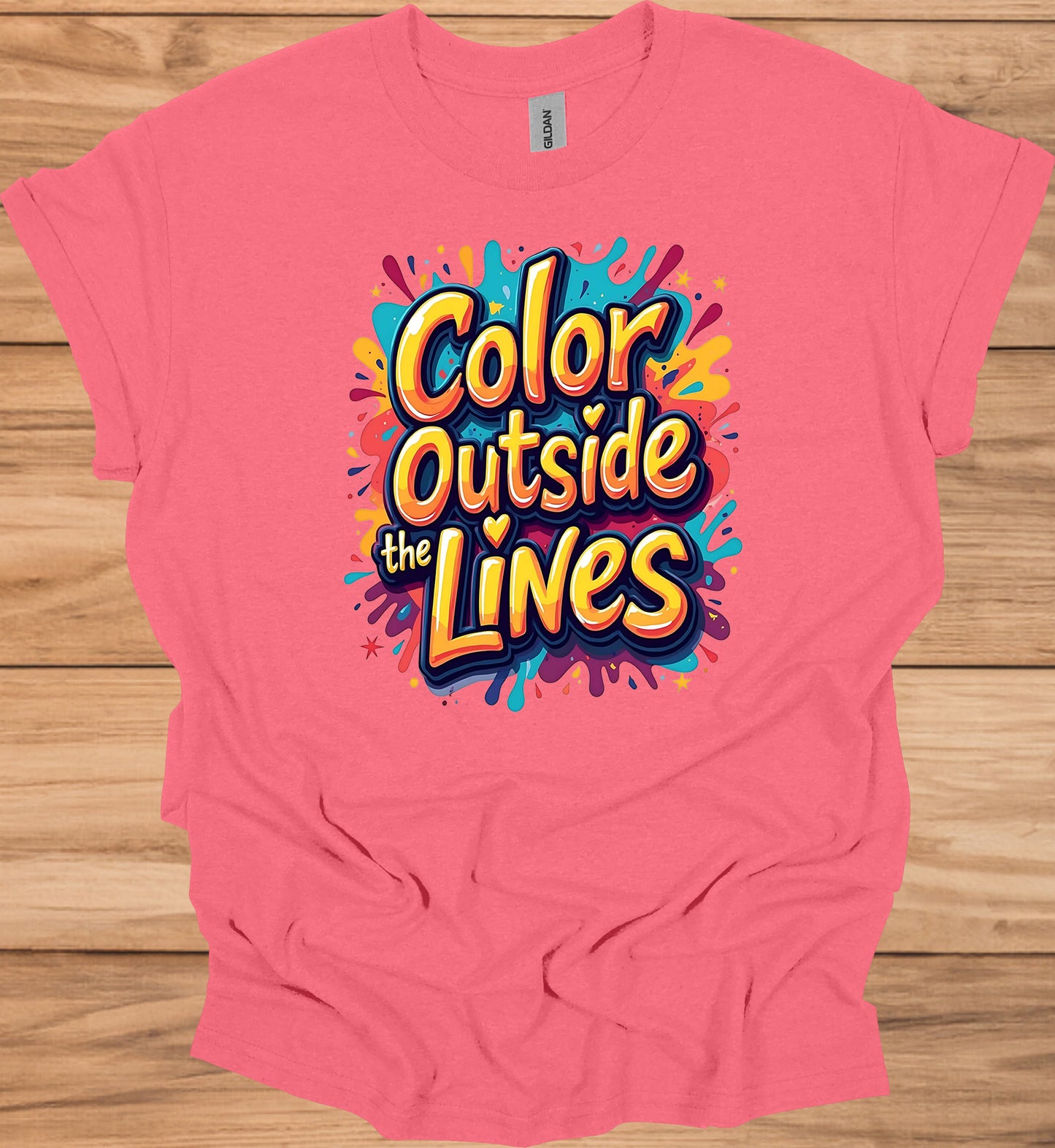 Color Outside the Lines: Vibrant Graffiti Typography, Inspirational Street Art, Creative Expression Poster - Graphic Tee Shirt