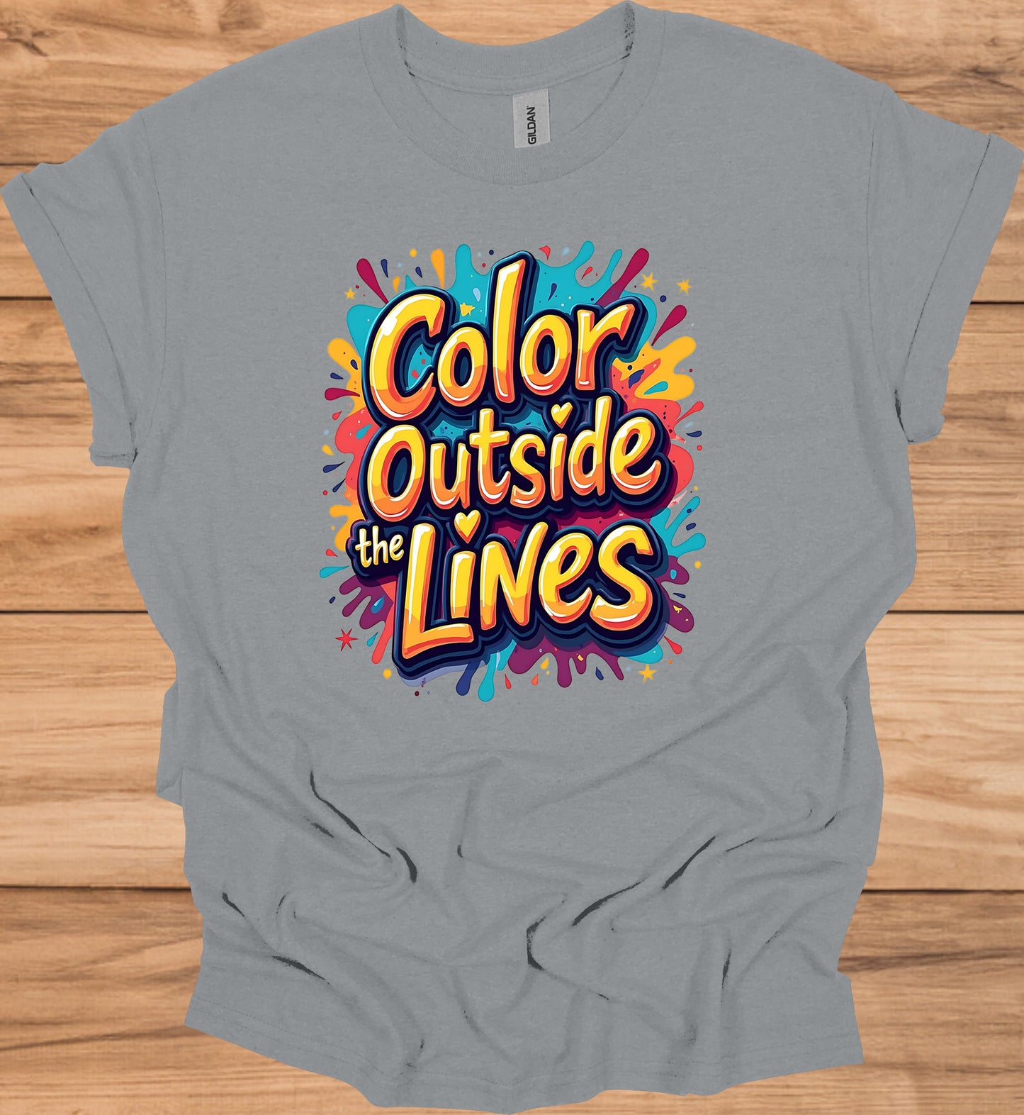 Color Outside the Lines: Vibrant Graffiti Typography, Inspirational Street Art, Creative Expression Poster - Graphic Tee Shirt