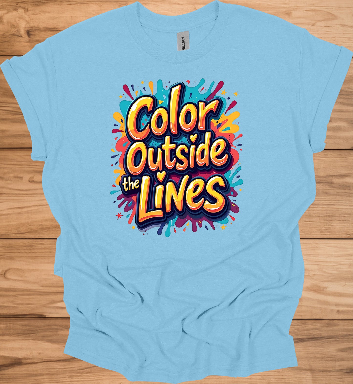 Color Outside the Lines: Vibrant Graffiti Typography, Inspirational Street Art, Creative Expression Poster - Graphic Tee Shirt