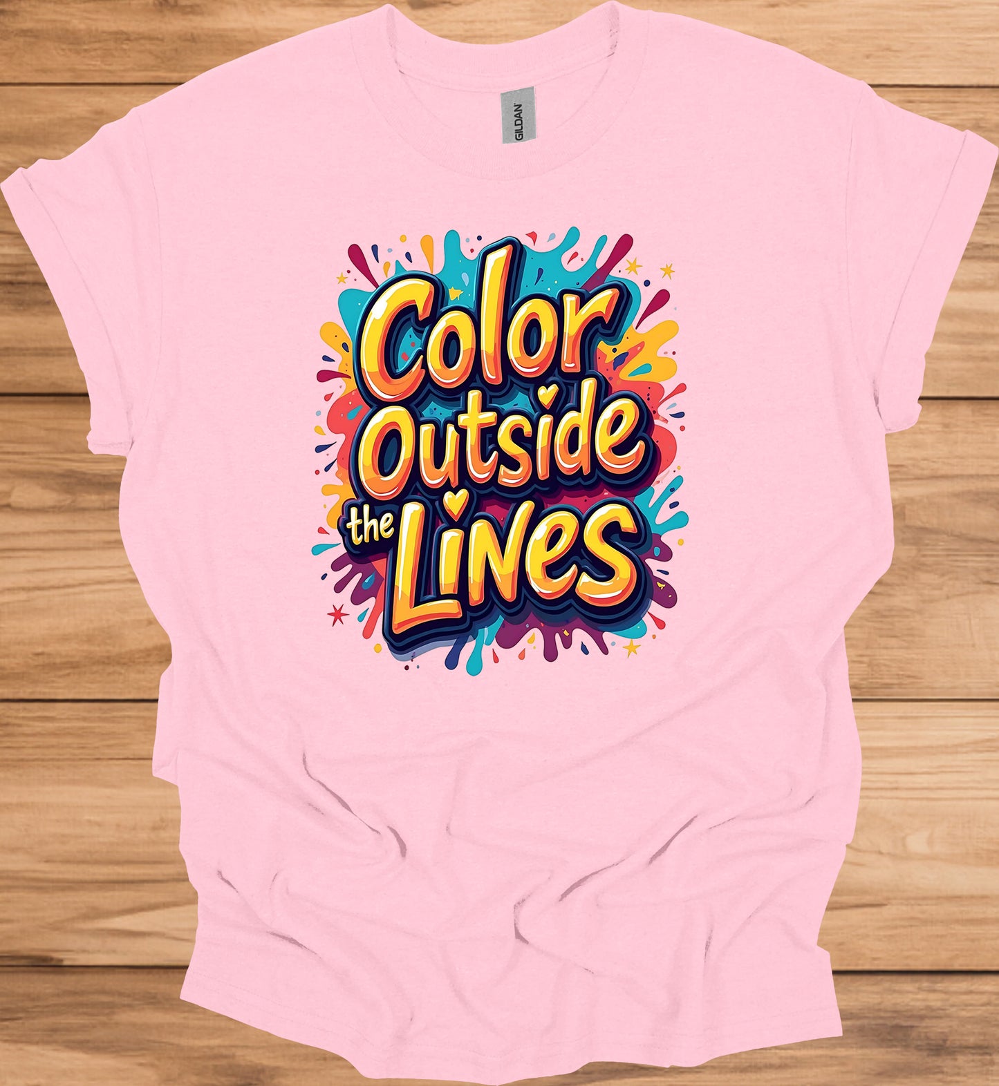Color Outside the Lines: Vibrant Graffiti Typography, Inspirational Street Art, Creative Expression Poster - Graphic Tee Shirt