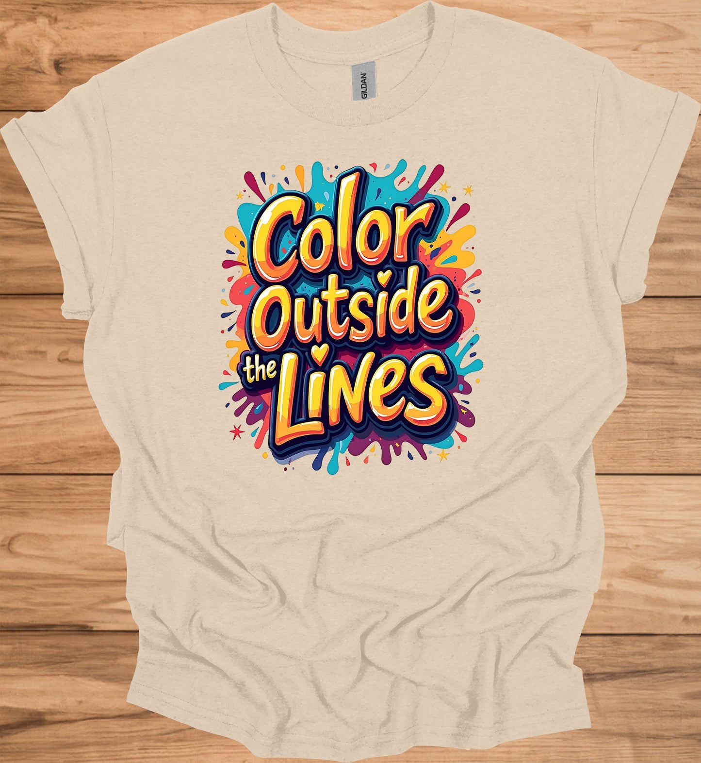 Color Outside the Lines: Vibrant Graffiti Typography, Inspirational Street Art, Creative Expression Poster - Graphic Tee Shirt