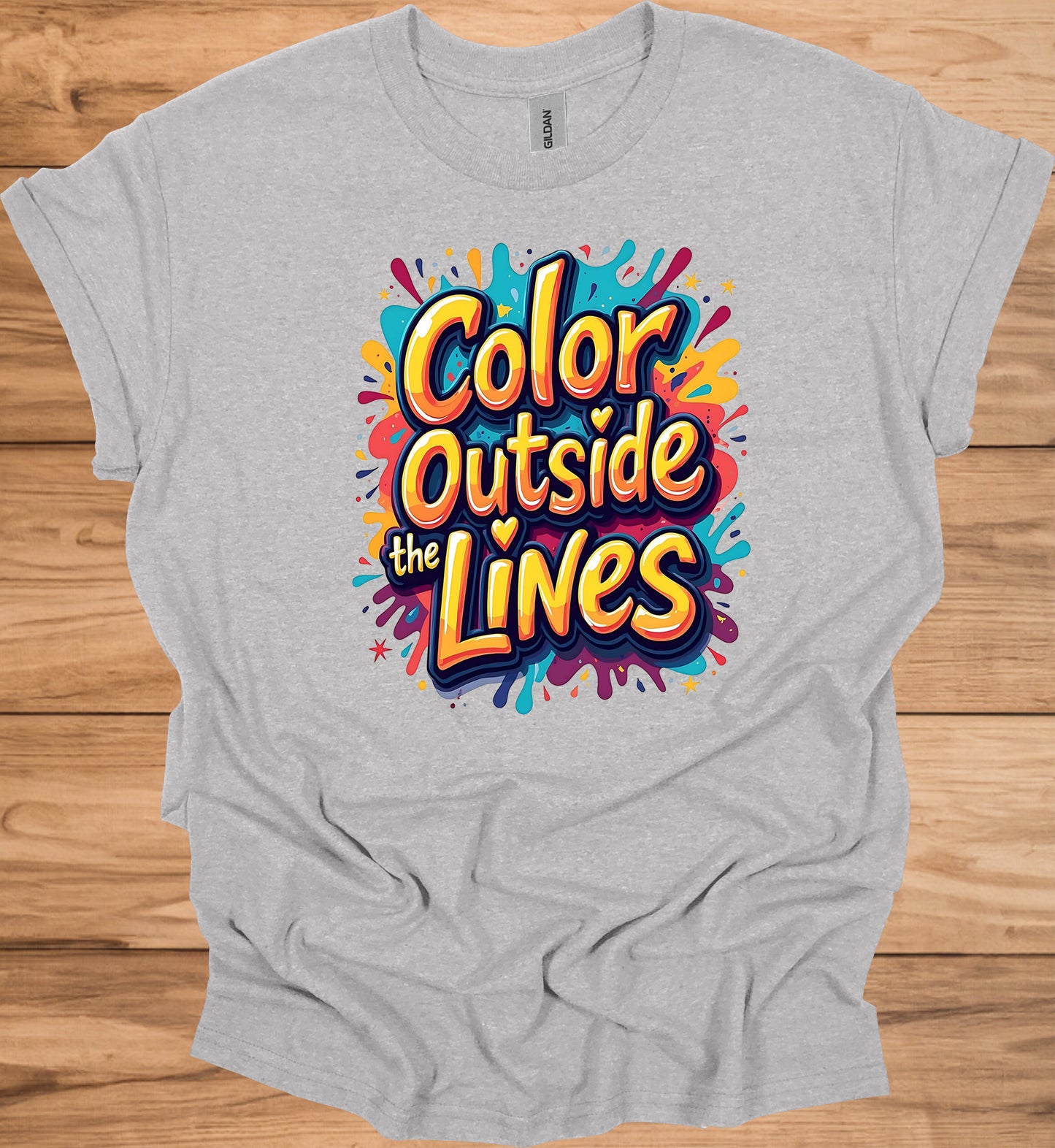Color Outside the Lines: Vibrant Graffiti Typography, Inspirational Street Art, Creative Expression Poster - Graphic Tee Shirt
