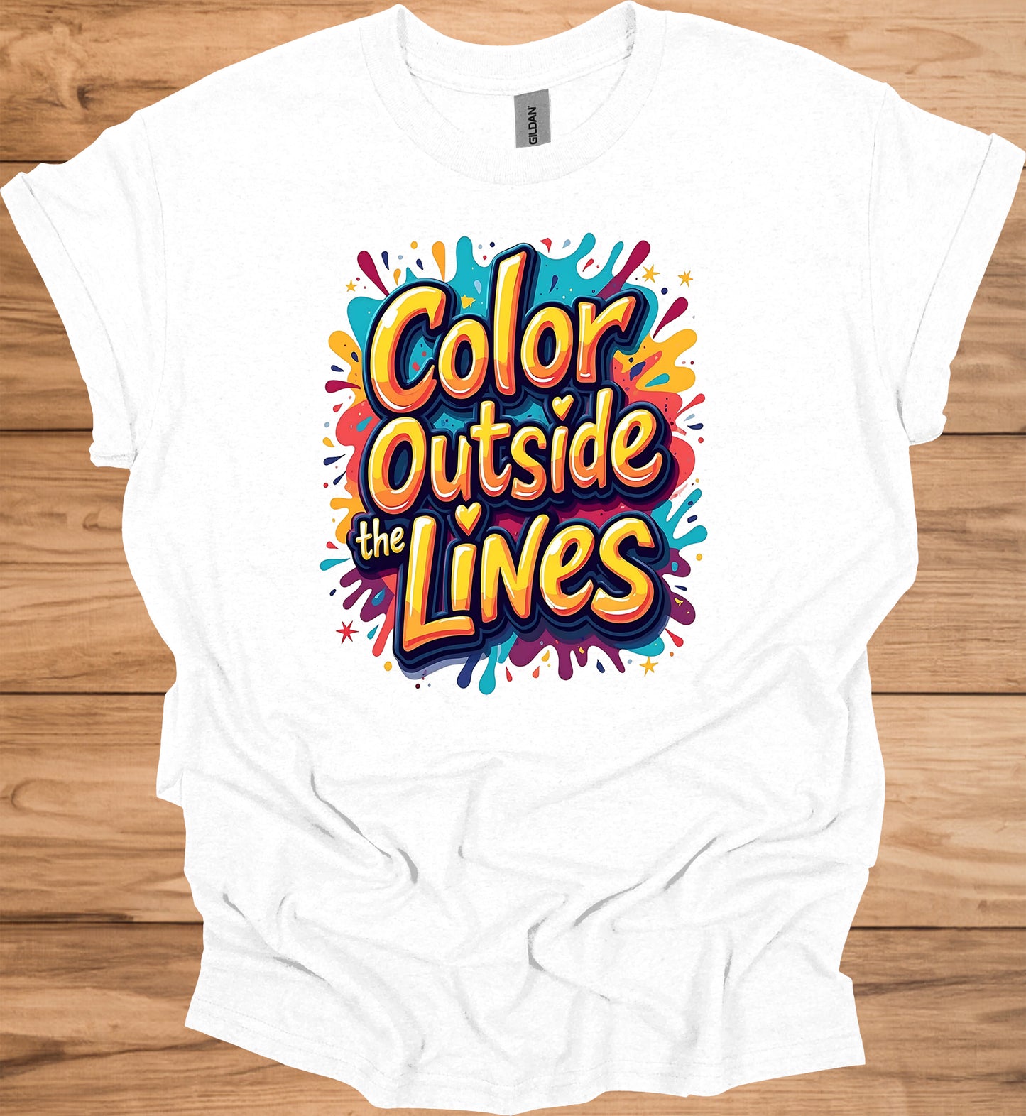 Color Outside the Lines: Vibrant Graffiti Typography, Inspirational Street Art, Creative Expression Poster - Graphic Tee Shirt