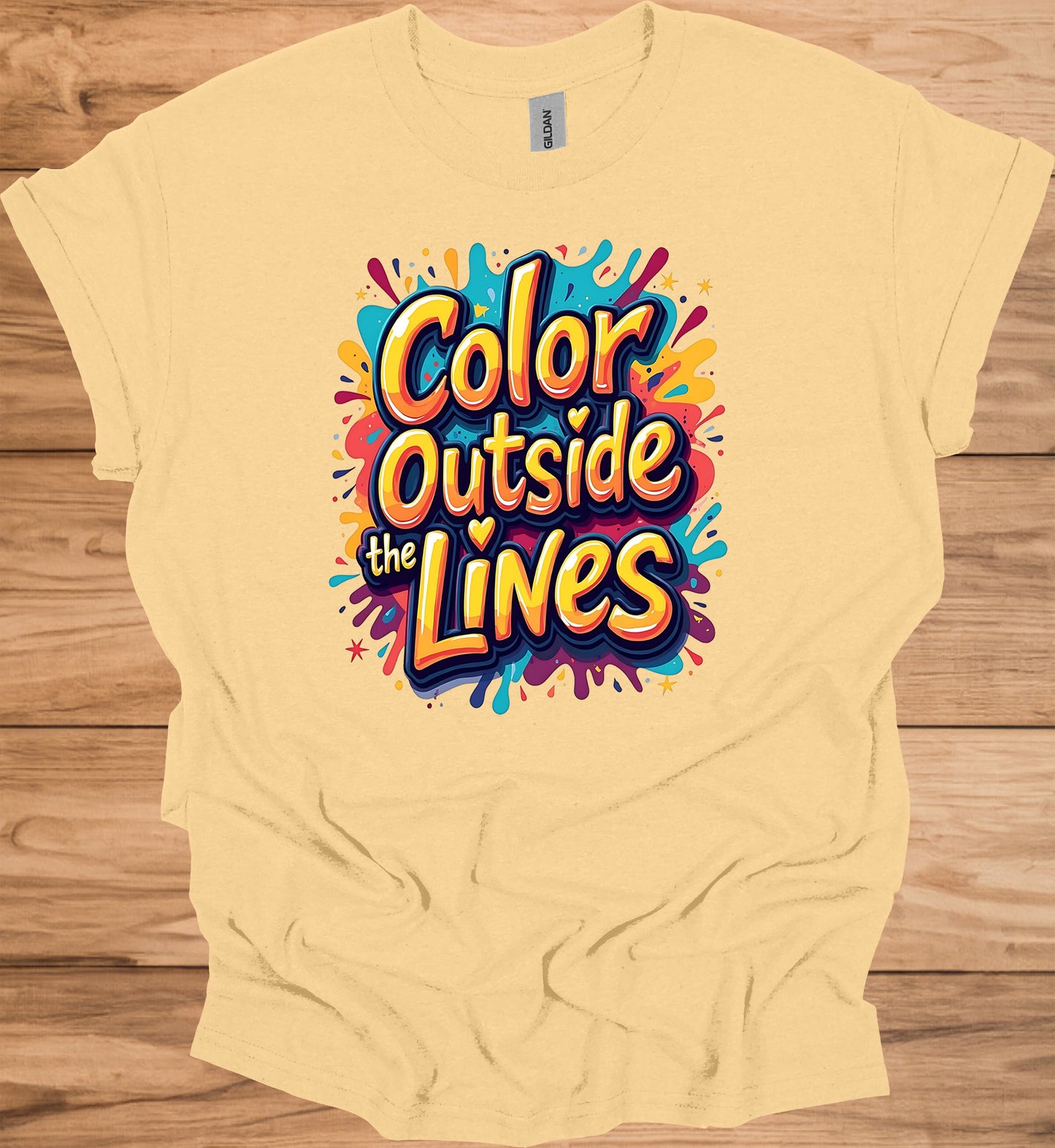 Color Outside the Lines: Vibrant Graffiti Typography, Inspirational Street Art, Creative Expression Poster - Graphic Tee Shirt