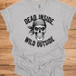 Rebel's Visage: Menacing Skull with Bandana, Black and White Illustration, Biker and Punk Aesthetic - Graphic Tee Shirt