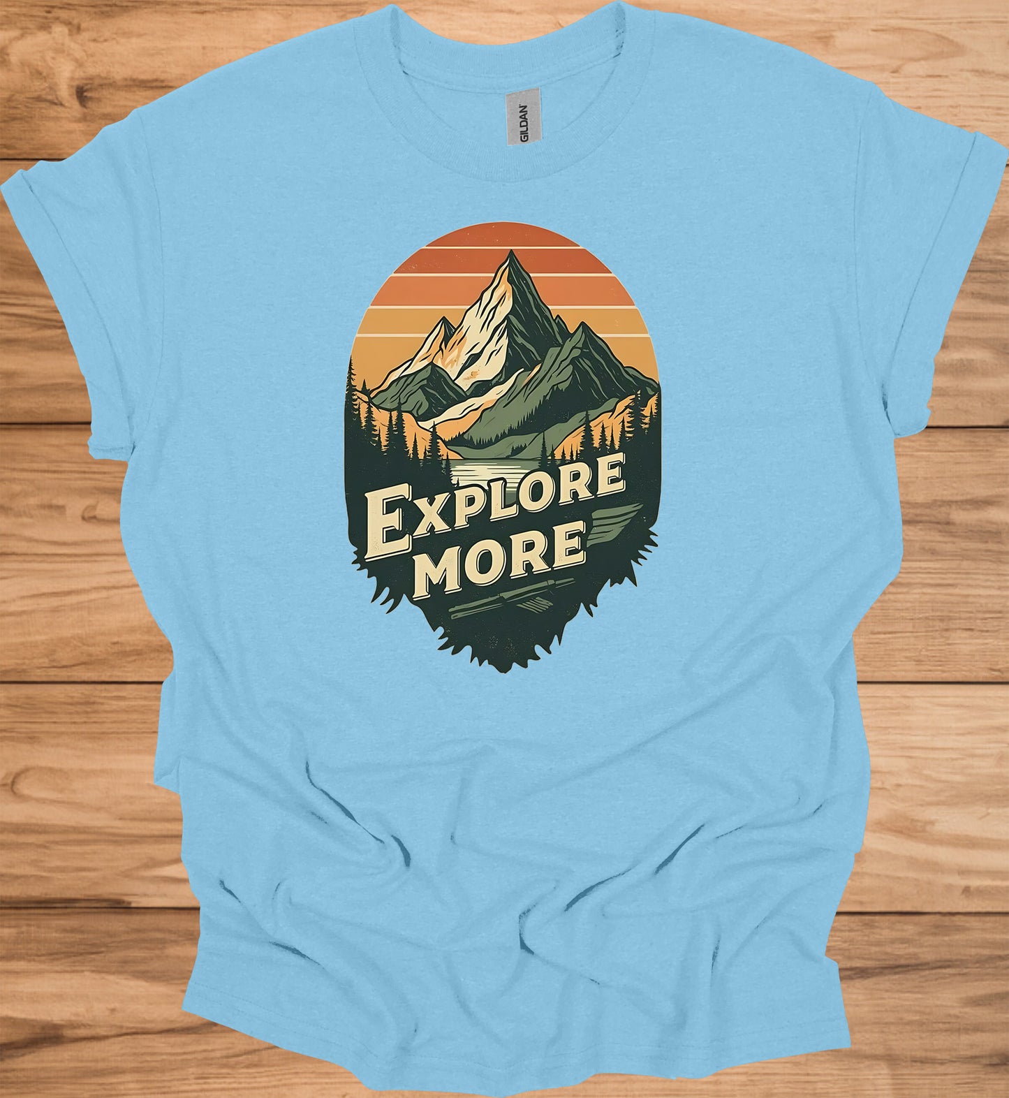 Mountain Adventure Calls: Vintage Outdoor Illustration, Retro Sunset Landscape, Explore Nature Poster - Graphic Tee Shirt