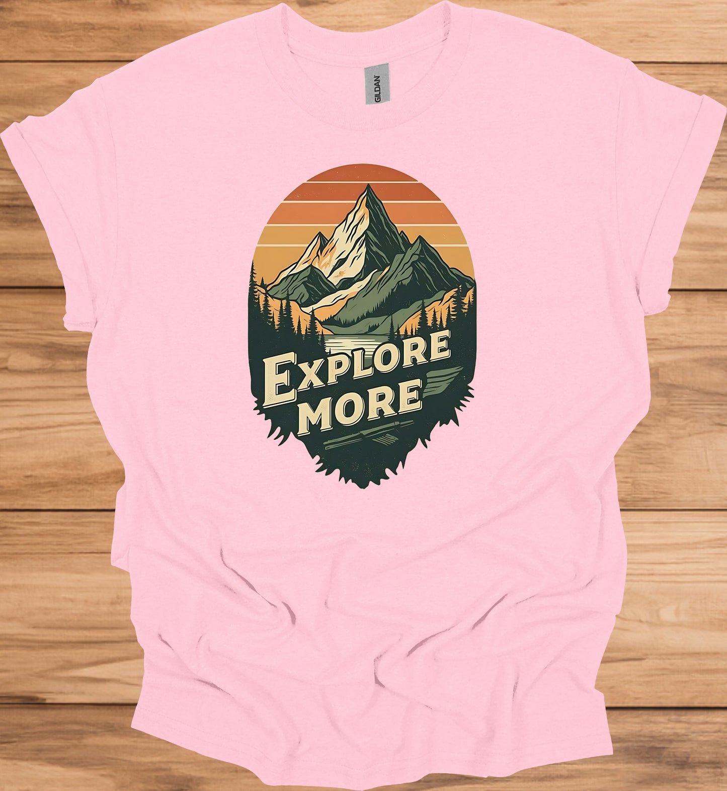 Mountain Adventure Calls: Vintage Outdoor Illustration, Retro Sunset Landscape, Explore Nature Poster - Graphic Tee Shirt