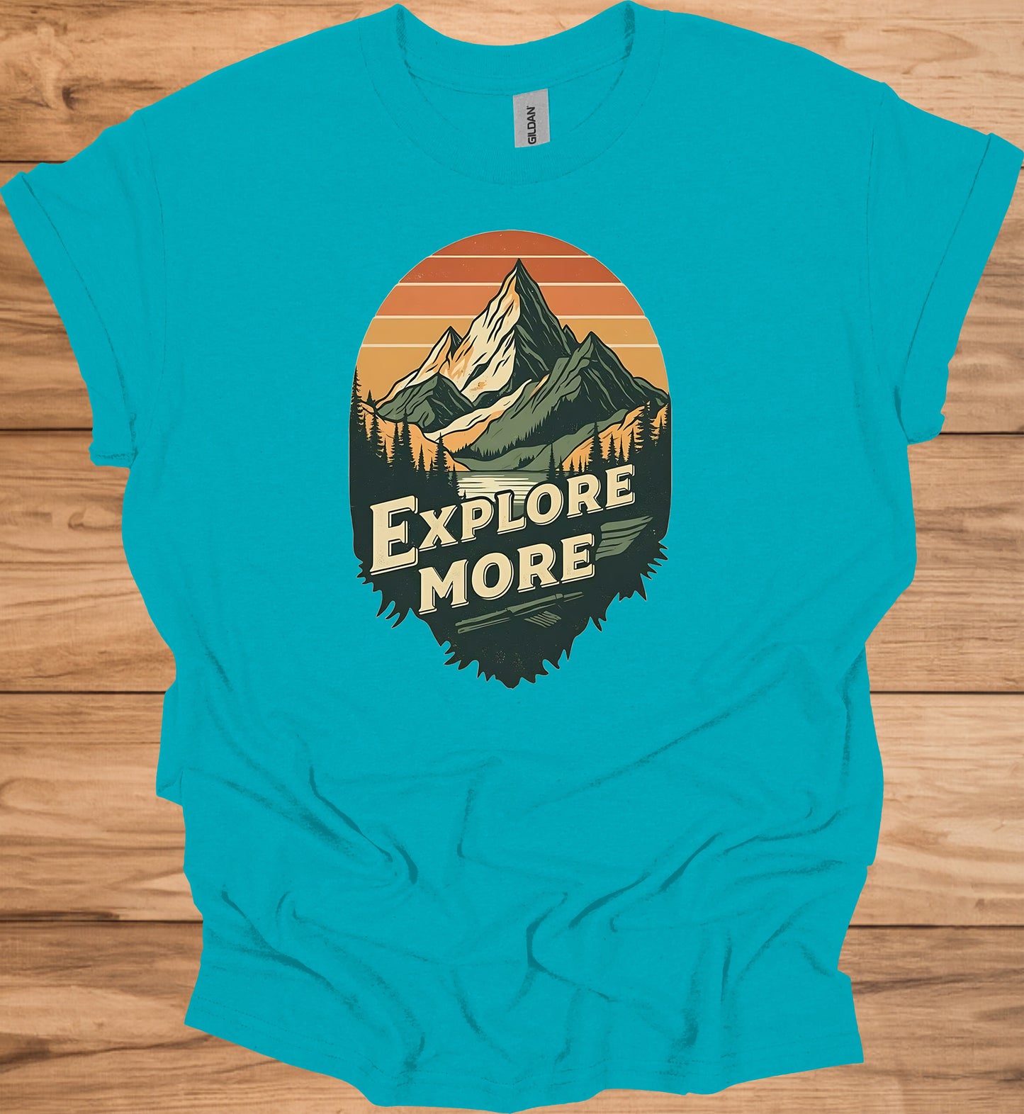 Mountain Adventure Calls: Vintage Outdoor Illustration, Retro Sunset Landscape, Explore Nature Poster - Graphic Tee Shirt