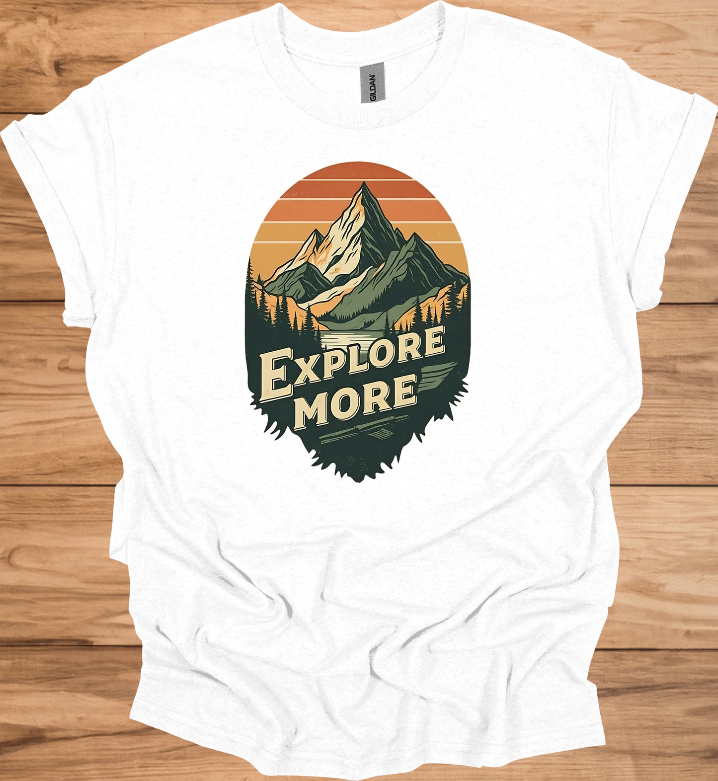 Mountain Adventure Calls: Vintage Outdoor Illustration, Retro Sunset Landscape, Explore Nature Poster - Graphic Tee Shirt