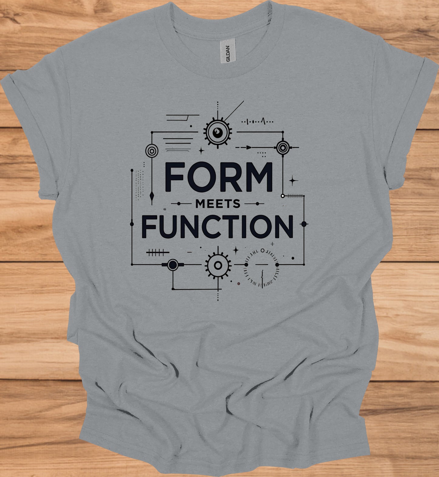 Form Meets Function: Engineering Design Artwork, Technical Blueprint Illustration, Innovative Technology Concept - Graphic Tee Shirt