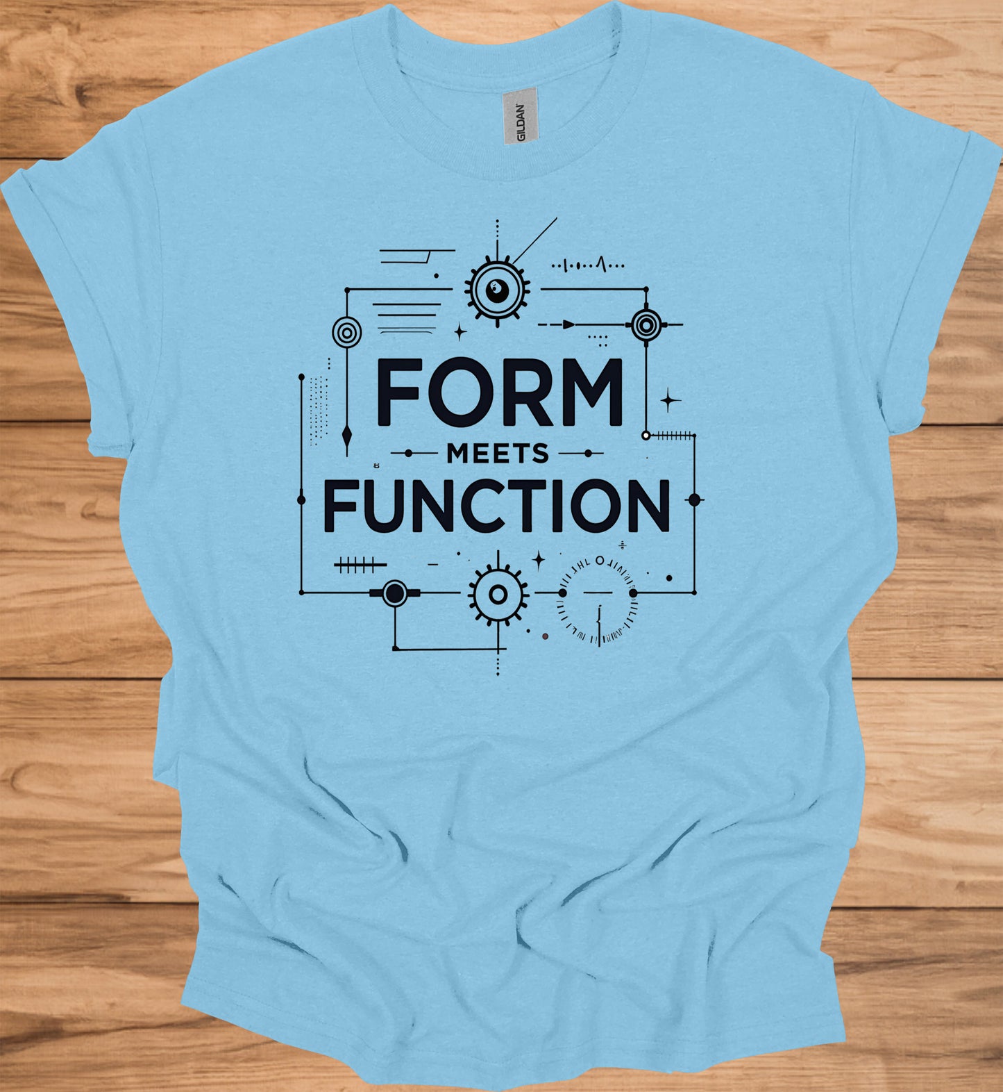 Form Meets Function: Engineering Design Artwork, Technical Blueprint Illustration, Innovative Technology Concept - Graphic Tee Shirt