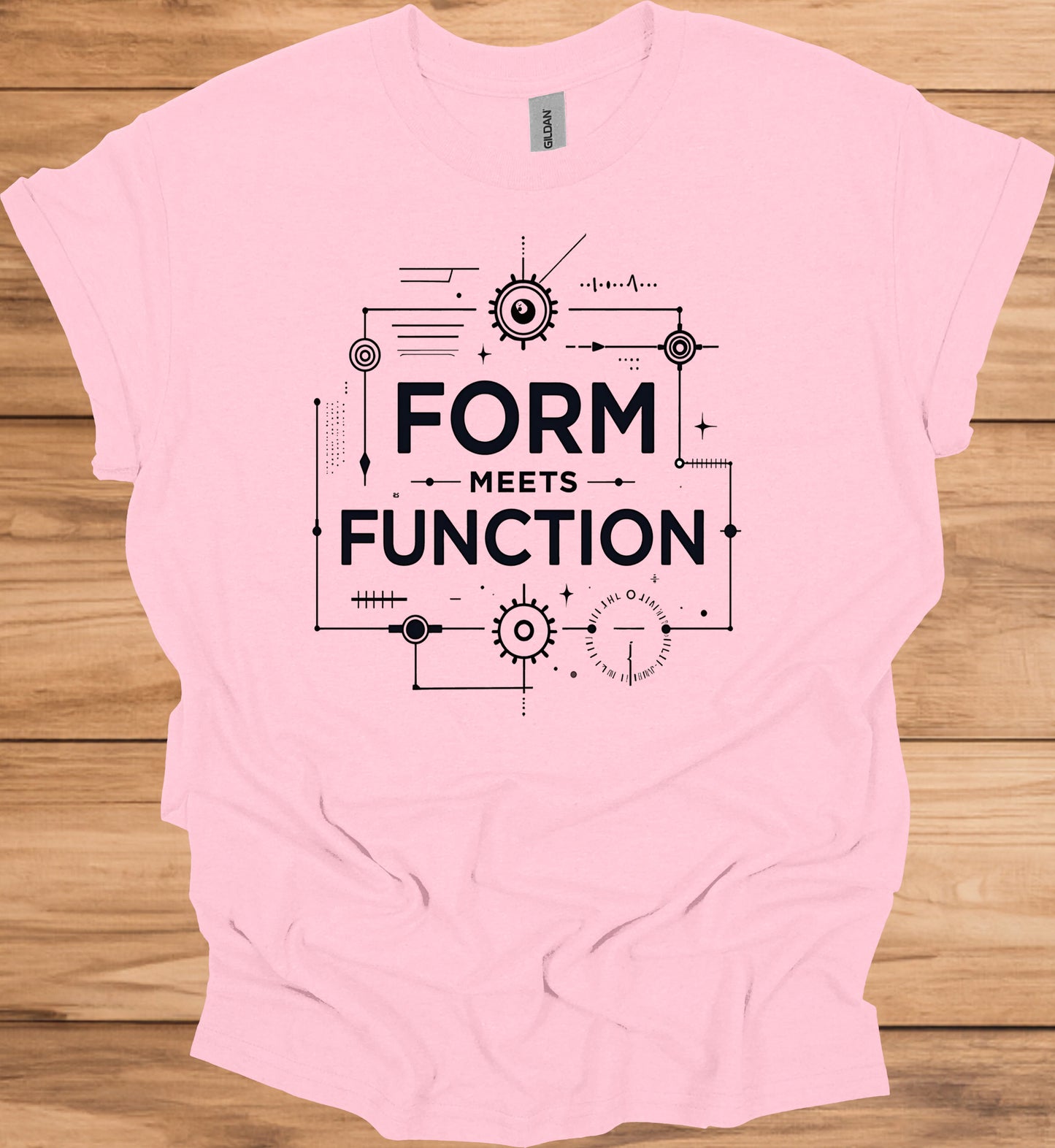 Form Meets Function: Engineering Design Artwork, Technical Blueprint Illustration, Innovative Technology Concept - Graphic Tee Shirt