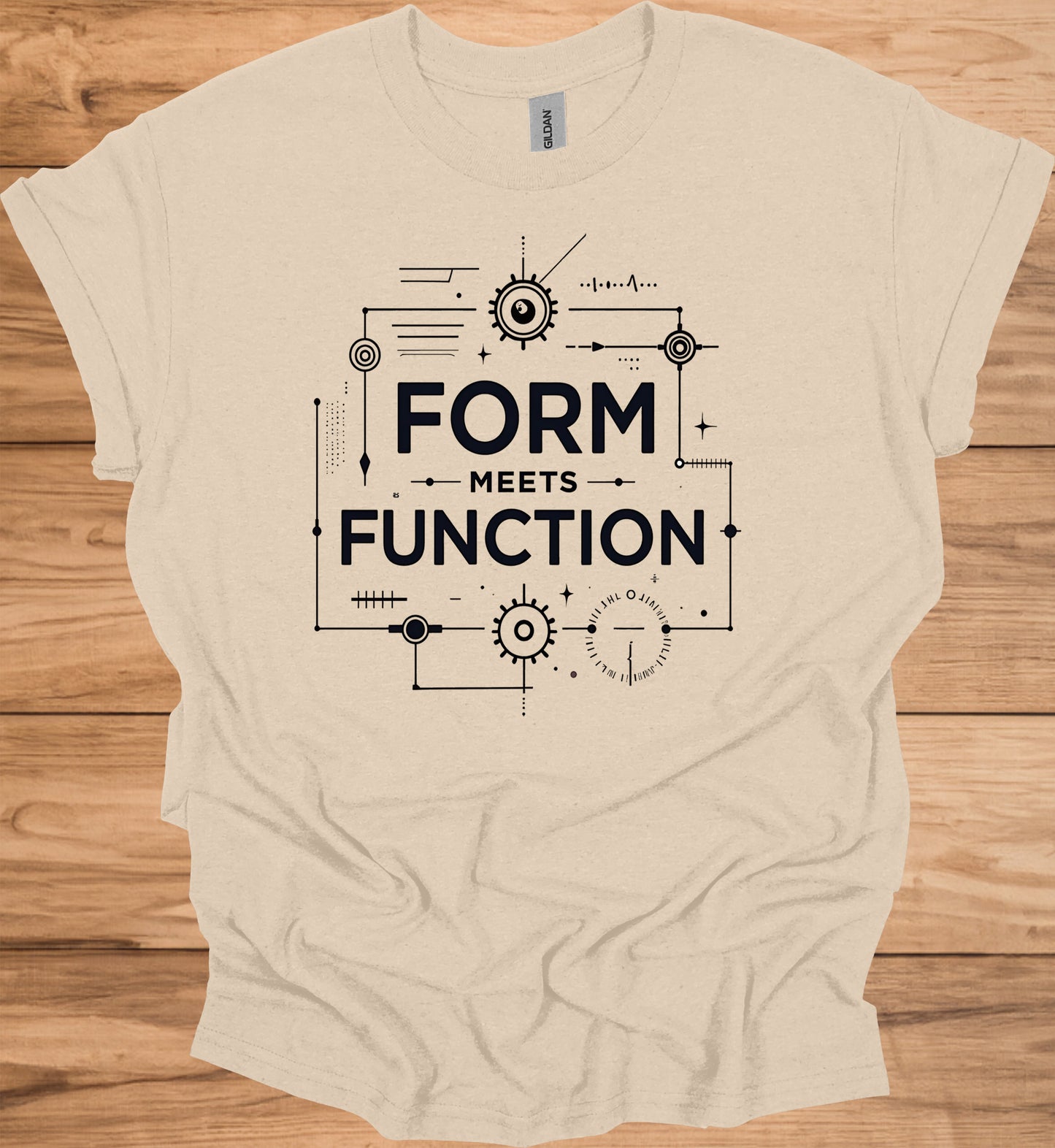 Form Meets Function: Engineering Design Artwork, Technical Blueprint Illustration, Innovative Technology Concept - Graphic Tee Shirt
