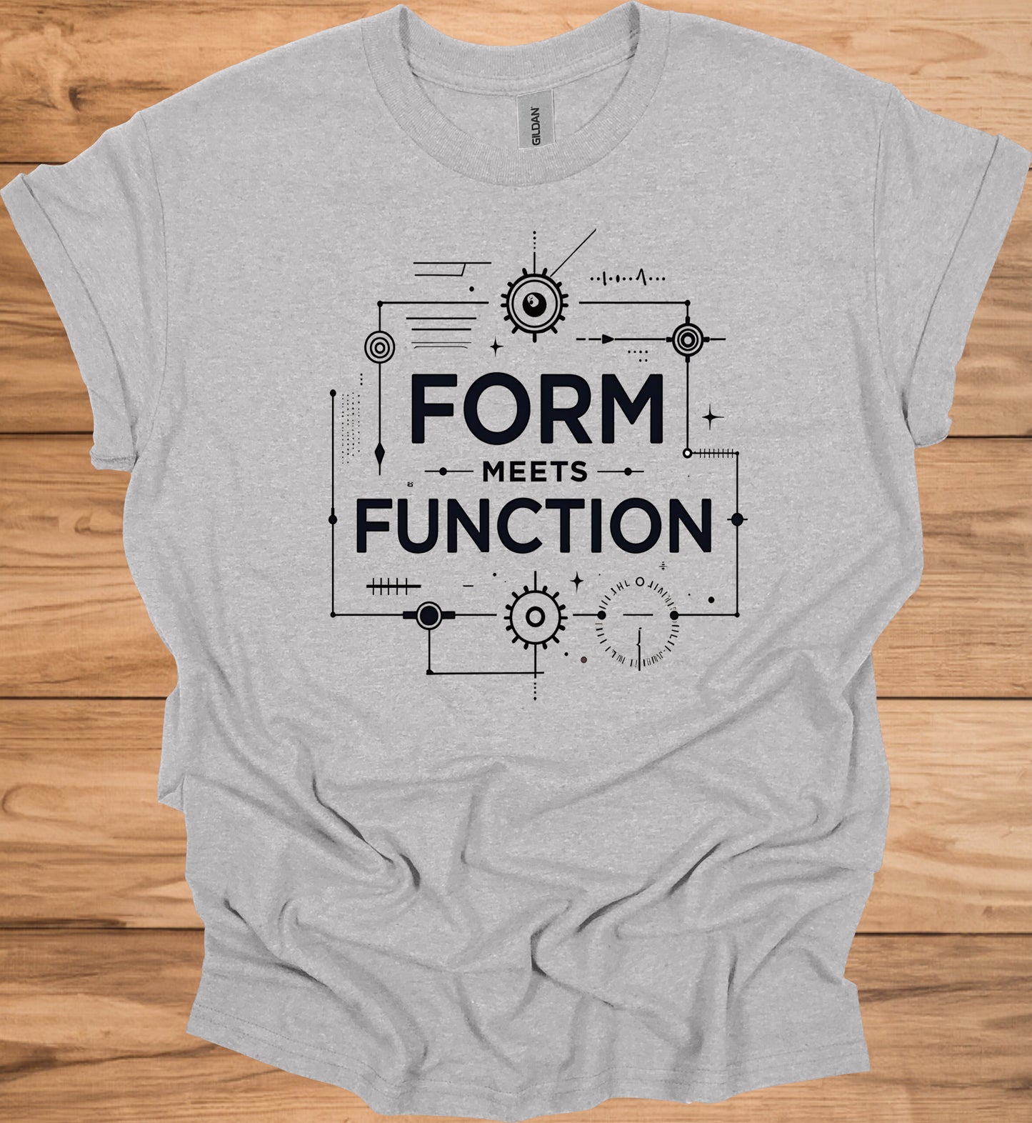 Form Meets Function: Engineering Design Artwork, Technical Blueprint Illustration, Innovative Technology Concept - Graphic Tee Shirt