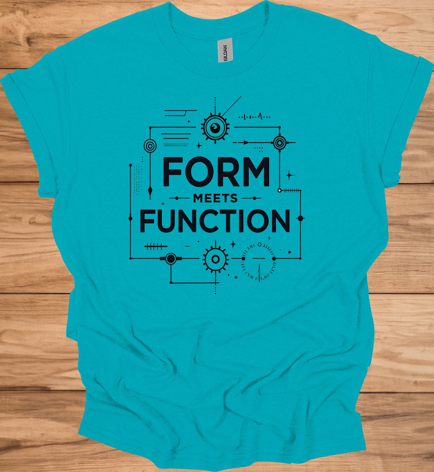 Form Meets Function: Engineering Design Artwork, Technical Blueprint Illustration, Innovative Technology Concept - Graphic Tee Shirt