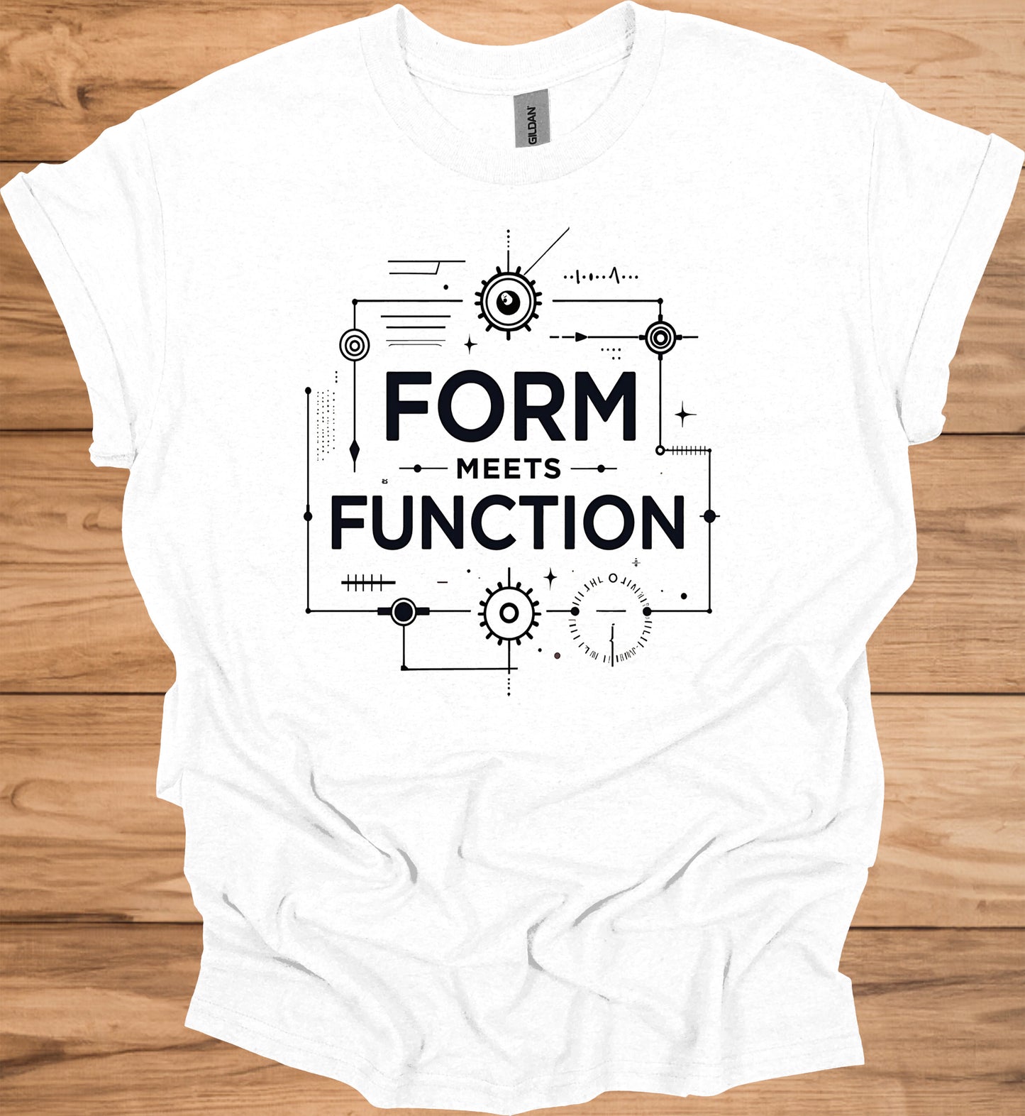 Form Meets Function: Engineering Design Artwork, Technical Blueprint Illustration, Innovative Technology Concept - Graphic Tee Shirt