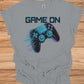 Neon Gaming Controller: Game On Graphic, Retro-Futuristic Design, Vibrant Esports Illustration - Graphic Tee Shirt