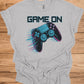 Neon Gaming Controller: Game On Graphic, Retro-Futuristic Design, Vibrant Esports Illustration - Graphic Tee Shirt