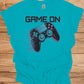 Neon Gaming Controller: Game On Graphic, Retro-Futuristic Design, Vibrant Esports Illustration - Graphic Tee Shirt