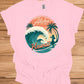 Aloha Paradise: Vintage Hawaiian Illustration, Tropical Beach Sunset, Retro Travel Poster Art - Graphic Tee Shirt