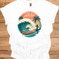 Aloha Paradise: Vintage Hawaiian Illustration, Tropical Beach Sunset, Retro Travel Poster Art - Graphic Tee Shirt