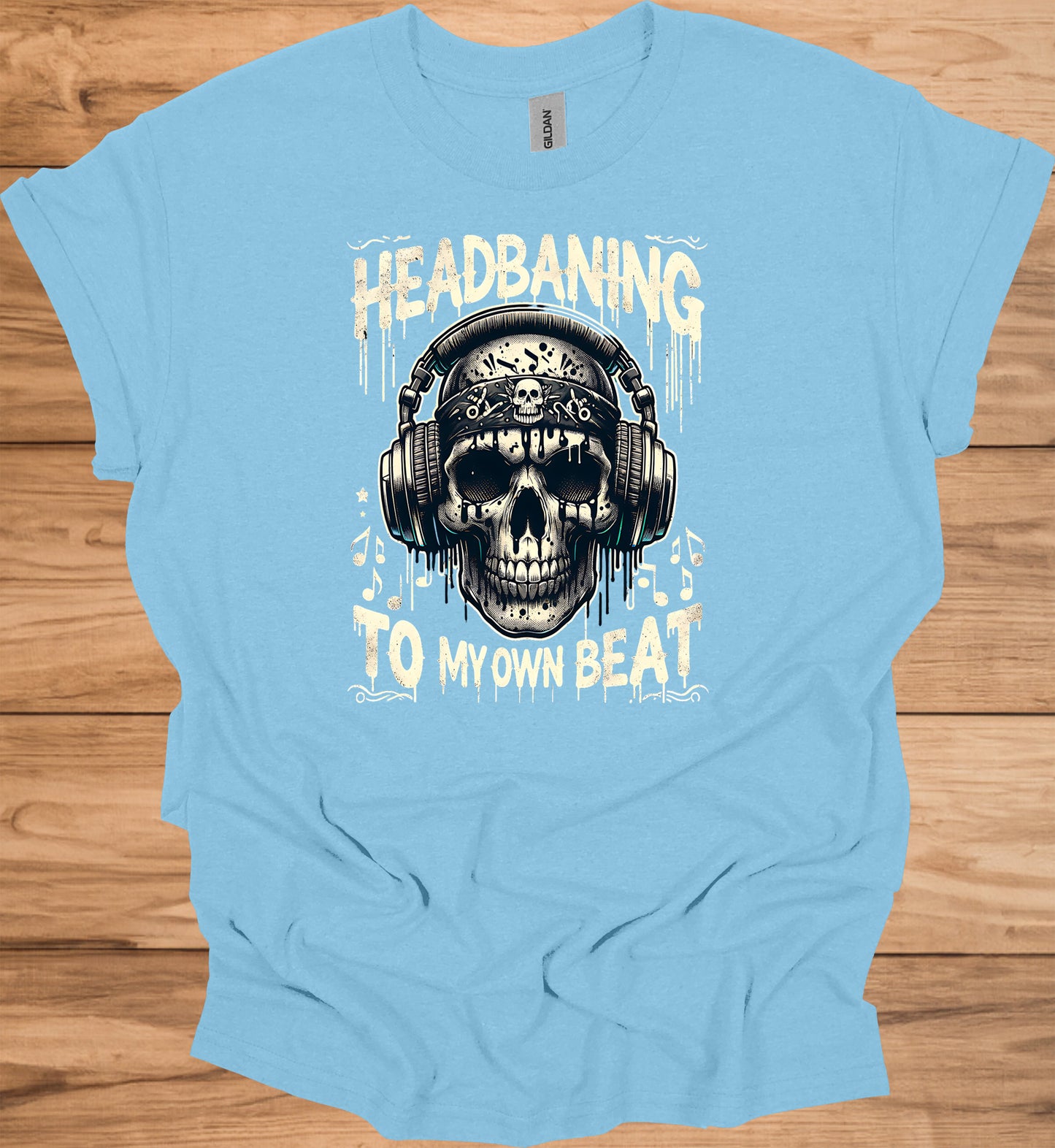 Skull Symphony: Headbanging Rock Art, Gothic Music Illustration, Alternative Subculture Design - Graphic Tee Shirt