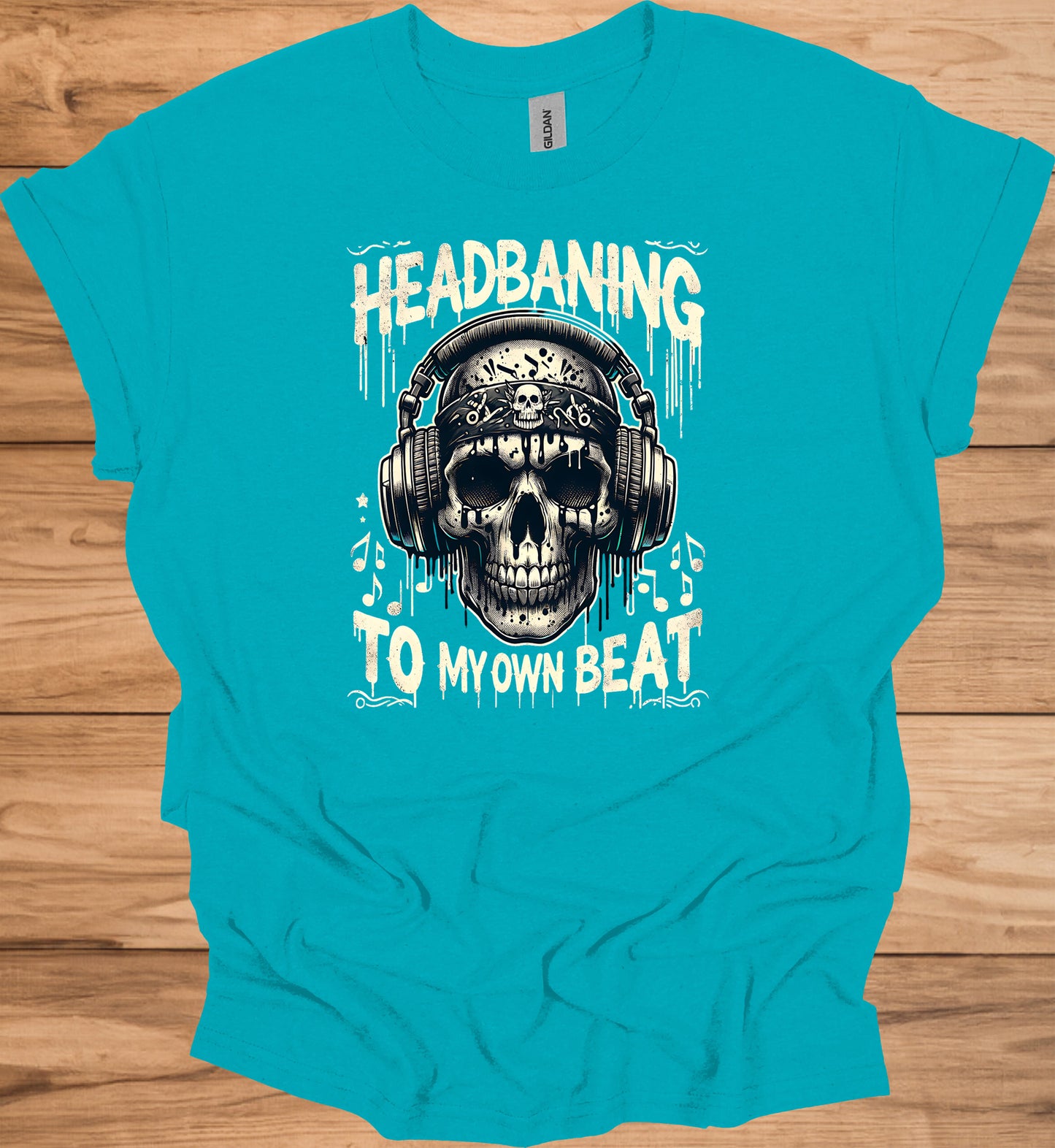 Skull Symphony: Headbanging Rock Art, Gothic Music Illustration, Alternative Subculture Design - Graphic Tee Shirt