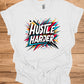 Hustle Harder: Motivational Typography Art, Vibrant Geometric Design, High-Energy Inspirational Poster - Graphic Tee Shirt
