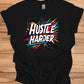 Hustle Harder: Motivational Typography Art, Vibrant Geometric Design, High-Energy Inspirational Poster - Graphic Tee Shirt