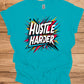 Hustle Harder: Motivational Typography Art, Vibrant Geometric Design, High-Energy Inspirational Poster - Graphic Tee Shirt