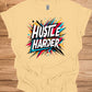 Hustle Harder: Motivational Typography Art, Vibrant Geometric Design, High-Energy Inspirational Poster - Graphic Tee Shirt