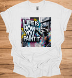 Urban Canvas: Raccoon Street Artist, Colorful Graffiti Mural, Inspirational Street Art - Graphic Tee Shirt
